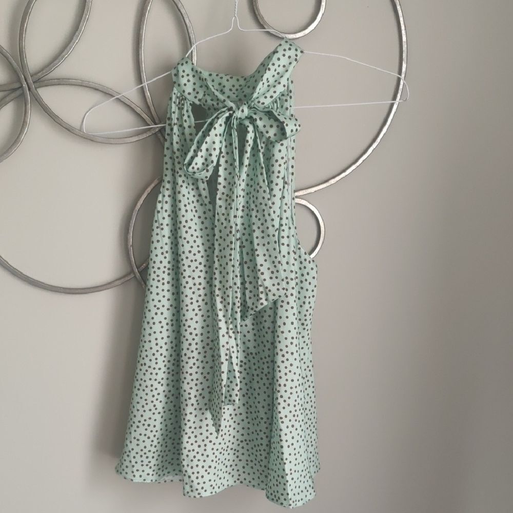 Zara Green Polka Dot High Neck Halter Top - Picture 4 of 5